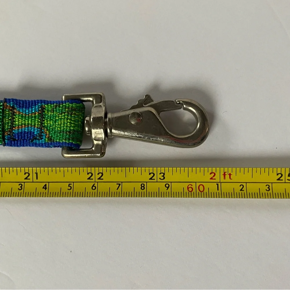 Lupine Lead Leash 2 Feet Short 1” Wide Peacock Green Blue 24” EUC birds pet dog